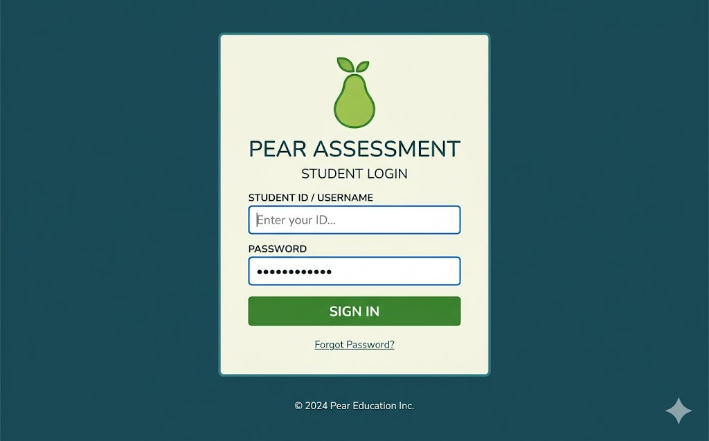 pear assessment student login